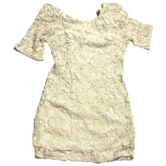 Whimsy Off White Lace Dress Medium Urban Outfitters Crocheted Style Beach Bride - Picture 2 of 6
